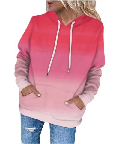 Womens Oversized Sweatshirt Cute Long Sleeve Pullover Shirts Drawstring Gradient Fashion Fall Y2K Clothes 2023 Red 4 $5.69 Ho...