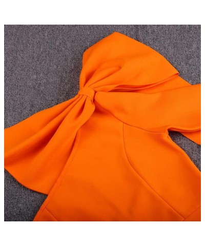 Womens One Shoulder Ruffle Long Sleeve Bandage Dress Club Cocktail Dresses Orange $38.24 Dresses