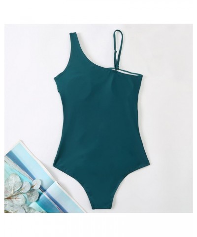 One Piece Swimsuit Women Sexy Deep V Neck Bathing Suits Trendy Ruched Push up Swimwear Casual High Waist Swim Suit 02-mint Gr...