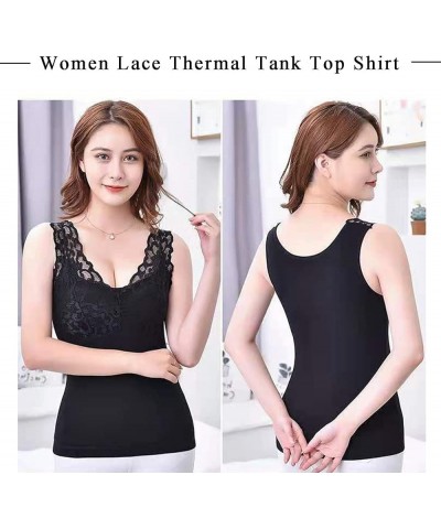 Women Lace Thermal Tank Top Shirt - Fleece Lined Winter Warm Undershirt, Warm V Neck Vest (A-Black,XL) Large B-bean Paste $12...