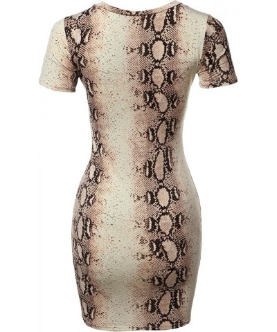 Women's Casucal Printed Sexy Body-con Mini Dress - Made in USA Aawdrs0016 Brown Snake $8.98 Dresses