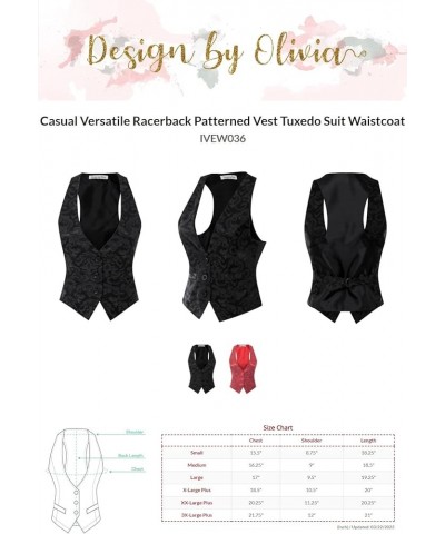 Women's Dressy Casual Versatile Racerback Vest Three Button Tuxedo Suit Waistcoat Jacquard Black $16.93 Vests