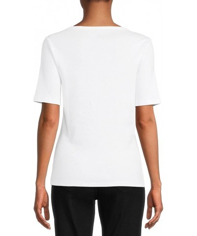 Women's Elbow Length Sleeve T-Shirt White $10.43 T-Shirts