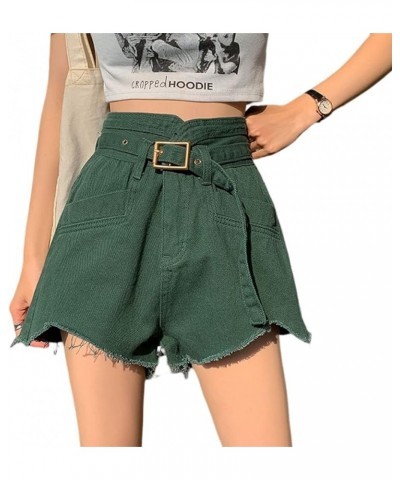Jean Shorts for Women High Waist Vintage Color Block Denim Shorts Summer Short Jeans with Pockets X-green $11.21 Shorts