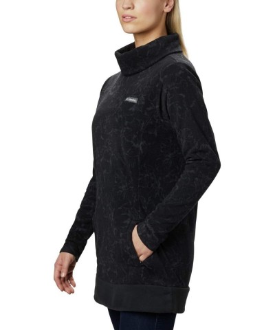 Women's Plus Size Ali Peak Fleece Tunic, Black/Brush Floral Print, 1X $35.32 Tops