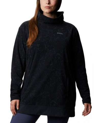 Women's Plus Size Ali Peak Fleece Tunic, Black/Brush Floral Print, 1X $35.32 Tops