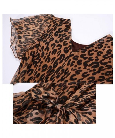 Women's Short Sleeve Floral Bohemian Maxi Dress Leopard Print $24.74 Dresses