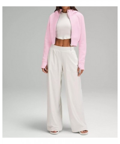 Women's Fleece Zip Up Cropped Hoodies Raglan Sleeve Basic Y2K Collar Hooded Sweatshirt Pullover Workout Fall 2023 Pink $10.50...