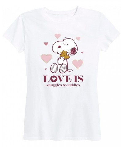 Peanuts - Snoopy Valentine's Day Love - Women's Short Sleeve Graphic T-Shirt Love is Snuggles and Cuddles - White $8.69 T-Shirts