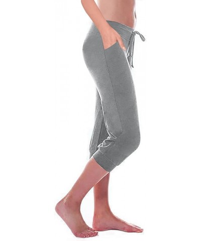 Womens Capri Pants for Summer Capris 2024 Workout Yoga Gym Leggings with Cargo Pockets Stretch Cropped Trousers E-gray $4.58 ...