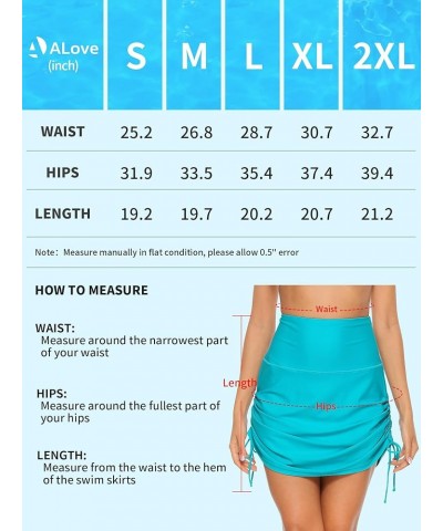 Womens High Waisted Drawstring Swim Skirts Ruched Tummy Control Swimsuit Bottoms Lake Blue $12.40 Swimsuits