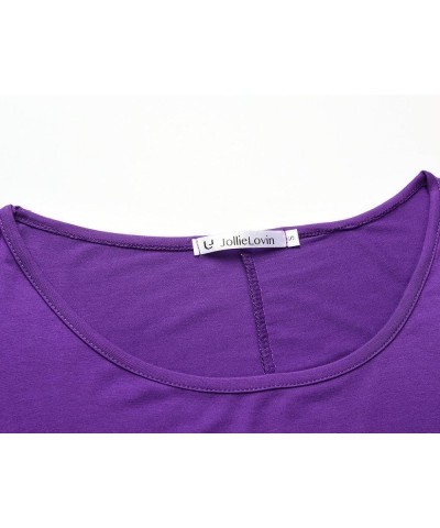 Women Plus Size Tops Summer Tunic Short Sleeve Loose Fit T-Shirt Deep Purple $8.50 Tops