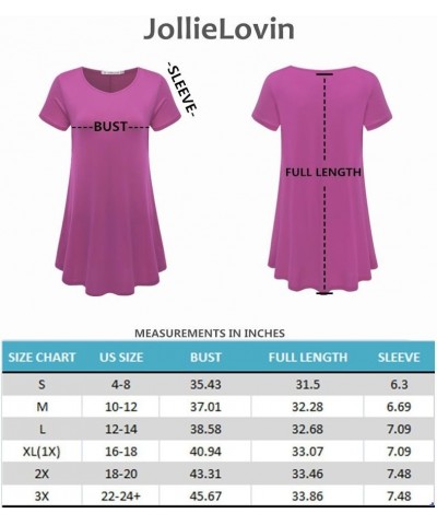 Women Plus Size Tops Summer Tunic Short Sleeve Loose Fit T-Shirt Deep Purple $8.50 Tops