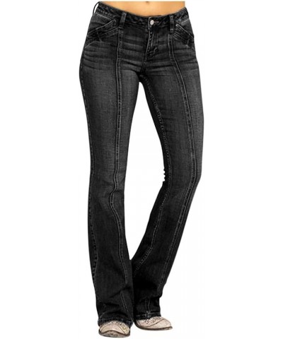 Women's Curvy Bootcut Jeans Mid-Rise Stretch Juniors 90s Vintage Washed Denim Pants Bootleg Flare Casual Jean Pant Black $8.3...