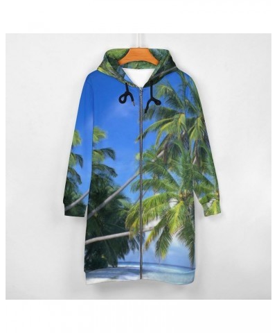 Zip Up Hoodie Women - Long Sleeve Fall Hoodeds Monarch Butterflies Sweatshirts Fall Jacket Coat with Pockets Palm Trees and B...