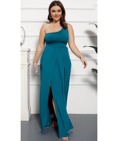 Women's Deep V Neck Plus Size Bodycon Ruched One Shoulder Maxi Dress Flowy Split Long Dresses Green $13.75 Dresses