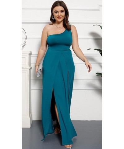 Women's Deep V Neck Plus Size Bodycon Ruched One Shoulder Maxi Dress Flowy Split Long Dresses Green $13.75 Dresses