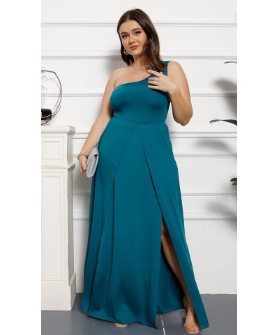 Women's Deep V Neck Plus Size Bodycon Ruched One Shoulder Maxi Dress Flowy Split Long Dresses Green $13.75 Dresses