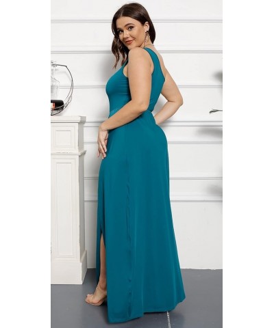 Women's Deep V Neck Plus Size Bodycon Ruched One Shoulder Maxi Dress Flowy Split Long Dresses Green $13.75 Dresses