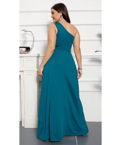 Women's Deep V Neck Plus Size Bodycon Ruched One Shoulder Maxi Dress Flowy Split Long Dresses Green $13.75 Dresses