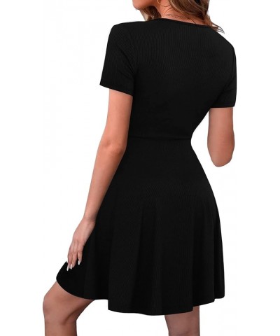 Women's Short Sleeve V Neck Wrap Dress Bocydon Casual Summer Mini Dress Black $13.99 Dresses