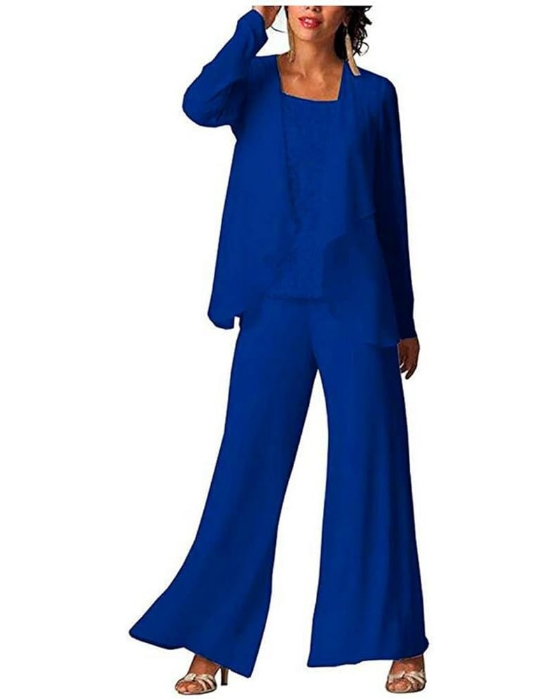 3 PC Lace Mother of The Bride Pants Suits Plus Size Women Outfit Prom Dress Wedding Evening Dress Casual Wear Royal Blue $34....