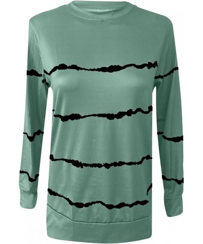 Womens Striped Pullover Sweatshirts Crewneck Tie Dye Shirts Long Sleeve Blouses Tops Loose Fit Fashion Clothes 2023 Green 19 ...