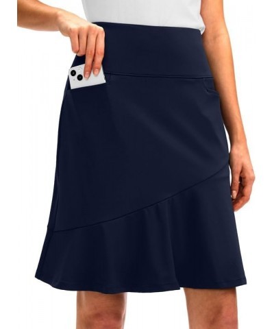 Skorts Skirts for Women with 5 Pockets 20" Knee Length Golf Skirt Modest Long Tennis Athletic Skirts for Women Navy $23.77 Sk...