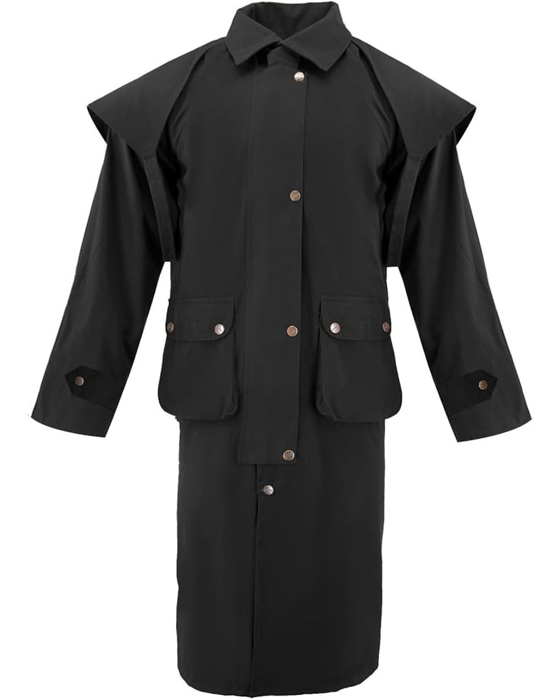 Premium Oilskin Duster Coat Waterproof Cotton Unisex Cowboy Cowgirl Western Workwear Black $40.95 Coats
