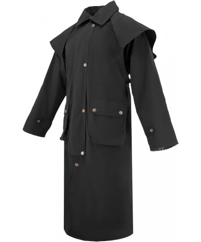 Premium Oilskin Duster Coat Waterproof Cotton Unisex Cowboy Cowgirl Western Workwear Black $40.95 Coats