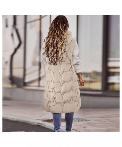 Women's Long Puffer Vest Plus Size Zipper Quilted Down Vest Lightweight Sleeveless Winter Coats Hooded Warm Outerwear Long Do...