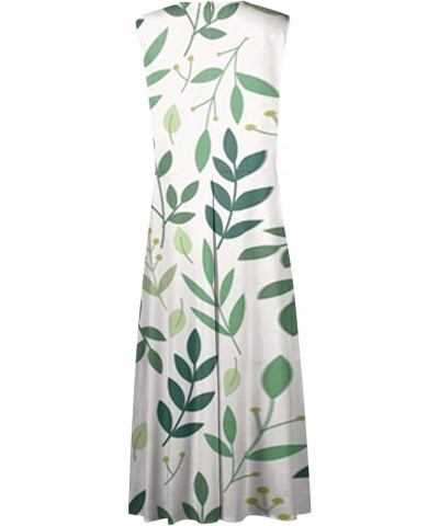 Women's 2024 Summer Casual Sleeveless Maxi Dress Slim Fit Floral Vacation Pleated Flowy Long Dress 06-green $14.42 Dresses