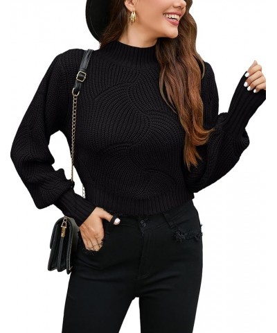 Women's Crewneck Oversized Pullover Sweaters Long Sleeve Split Hem Knit Sweater Tops D-black $9.35 Sweaters