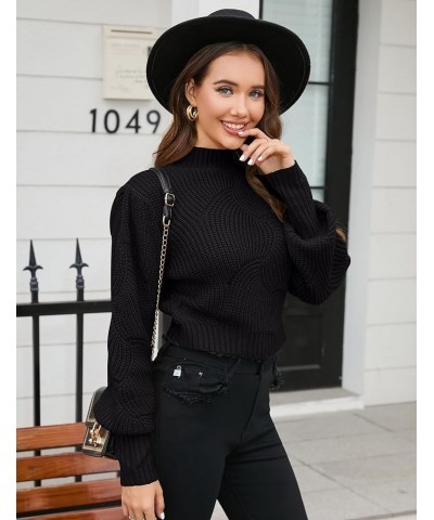 Women's Crewneck Oversized Pullover Sweaters Long Sleeve Split Hem Knit Sweater Tops D-black $9.35 Sweaters