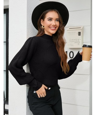 Women's Crewneck Oversized Pullover Sweaters Long Sleeve Split Hem Knit Sweater Tops D-black $9.35 Sweaters