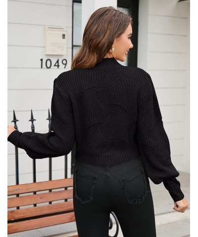 Women's Crewneck Oversized Pullover Sweaters Long Sleeve Split Hem Knit Sweater Tops D-black $9.35 Sweaters