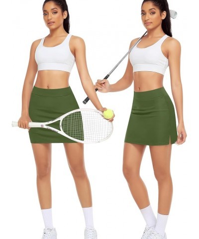 Tennis Skirts for Women with Shorts Pockets Golf Athletic Skorts High Waisted Running Skirt Workout Casual Activewear 1 Army ...