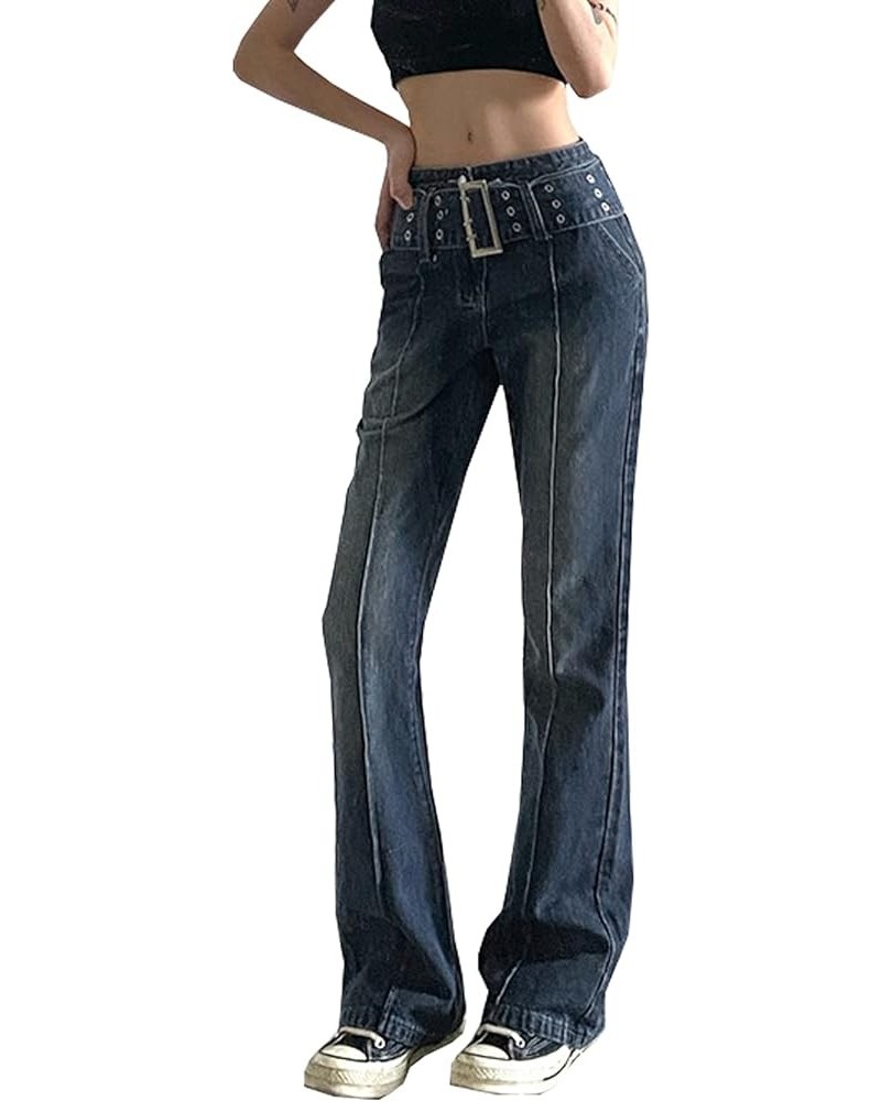 Low Rise Flare Pants for Women Bell Bottom Black Bootcut Leggings Y2k E-blue $21.05 Leggings