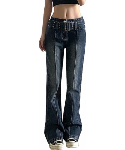 Low Rise Flare Pants for Women Bell Bottom Black Bootcut Leggings Y2k E-blue $21.05 Leggings