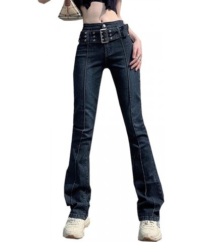 Low Rise Flare Pants for Women Bell Bottom Black Bootcut Leggings Y2k E-blue $21.05 Leggings