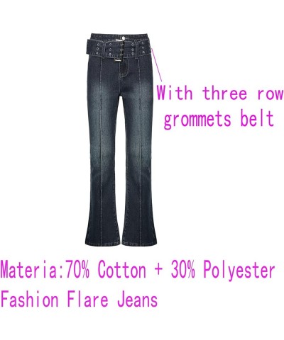 Low Rise Flare Pants for Women Bell Bottom Black Bootcut Leggings Y2k E-blue $21.05 Leggings