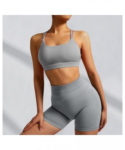 Womens Strappy Sports Bra Padded Criss Cross Back Sexy Workout Yoga Bra 1 Grey $12.64 Lingerie