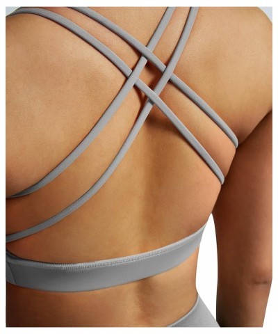 Womens Strappy Sports Bra Padded Criss Cross Back Sexy Workout Yoga Bra 1 Grey $12.64 Lingerie