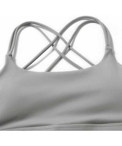 Womens Strappy Sports Bra Padded Criss Cross Back Sexy Workout Yoga Bra 1 Grey $12.64 Lingerie