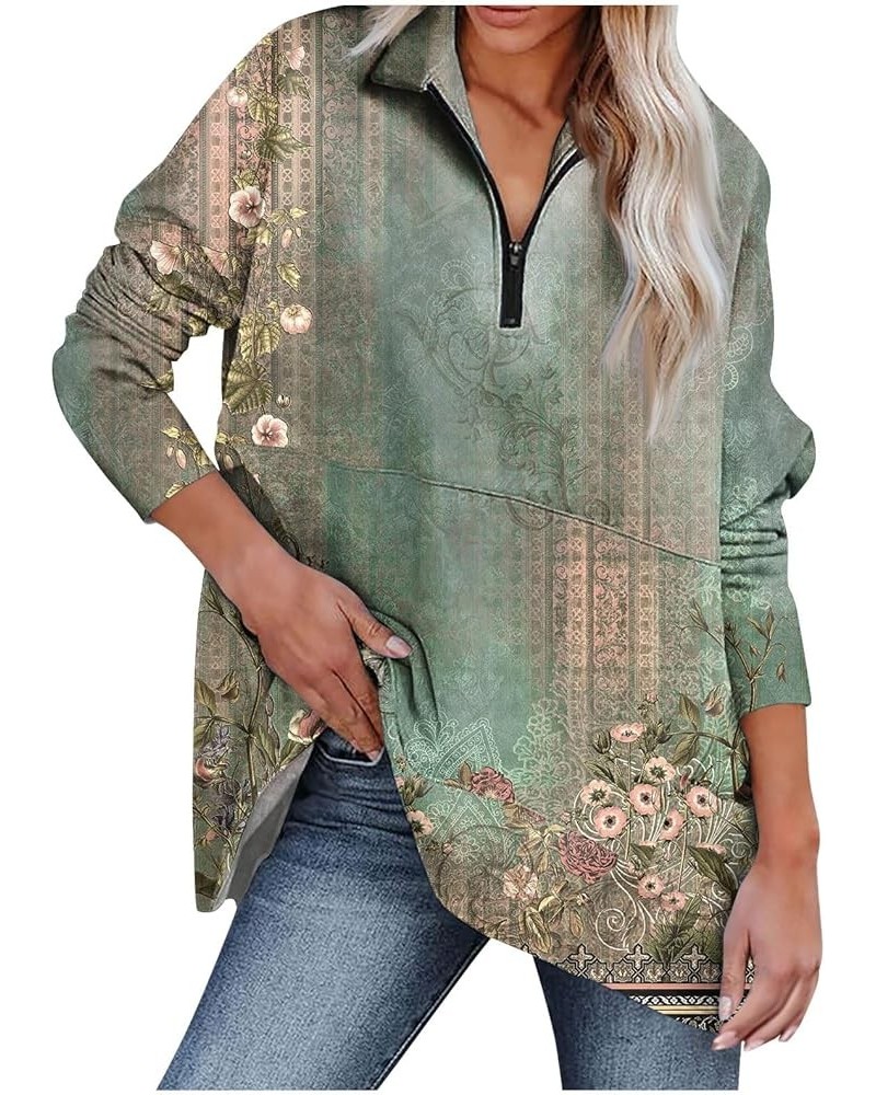 Women's Oversized Sweatshirt Quarter Zip Up Plus Size Long Sleeve Tops Pullover Fall Fashion Casual Tunic Outfits 13-green $9...