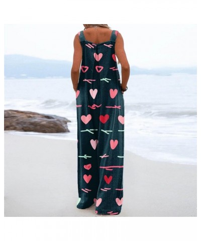 Jumpsuits for Women Casual Jumpers Summer Rompers Sleeveless Loose High Waist Wide Leg Overalls 2024 03-navy $13.16 Jumpsuits