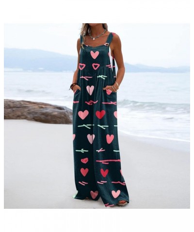 Jumpsuits for Women Casual Jumpers Summer Rompers Sleeveless Loose High Waist Wide Leg Overalls 2024 03-navy $13.16 Jumpsuits