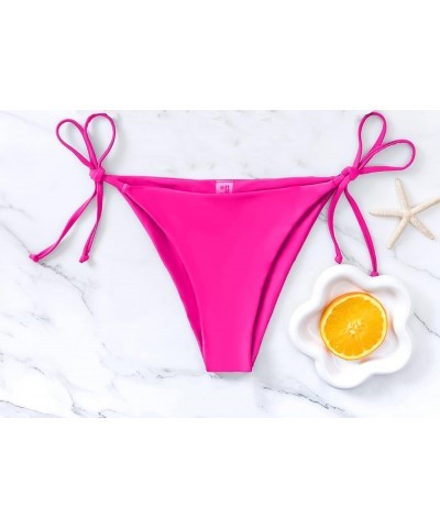 Women's Tie Side Solid Bikini Bottom String Sexy Brazilian Bathing Suits Bottoms Pink $11.19 Swimsuits