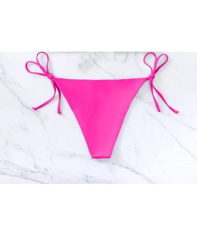 Women's Tie Side Solid Bikini Bottom String Sexy Brazilian Bathing Suits Bottoms Pink $11.19 Swimsuits