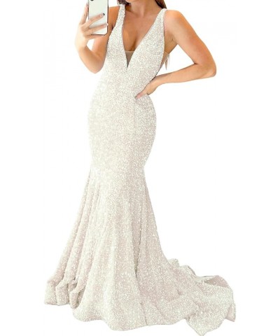 Prom Dresses Long for Women A Line with Pockets V Neck Formal Evening Ball Gown 1800-ivory $47.50 Dresses